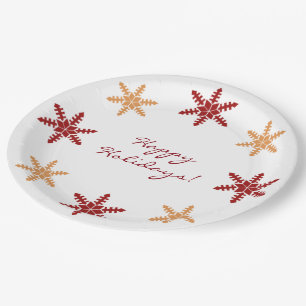 Plato De Papel Vacaciones felices de invierno estacionales en cua