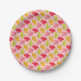 Plato De Papel Vacas Gomosas Frutas Tropicales Rosa