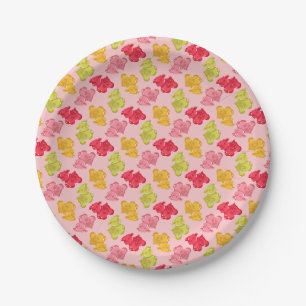 Plato De Papel Vacas Gomosas Frutas Tropicales Rosa