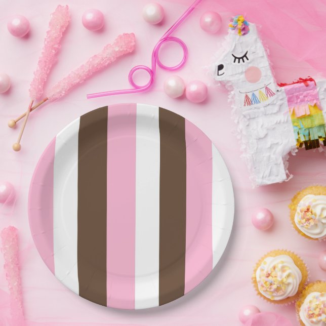 Plato De Papel Vainilla de chocolate rosa (Fiesta)
