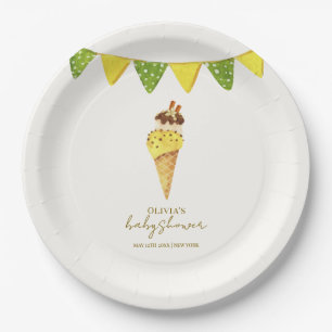 Plato De Papel Vainilla De Verano Baby Shower De Crema De Hielo