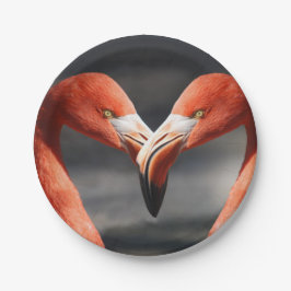 Plato De Papel Valentine Flamingo