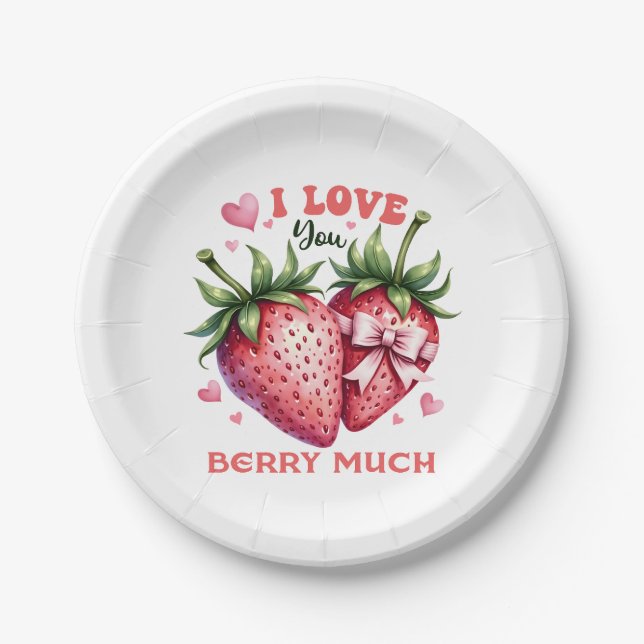 Plato De Papel Valentine Gift | Te Amo Berry Mucho (Anverso)