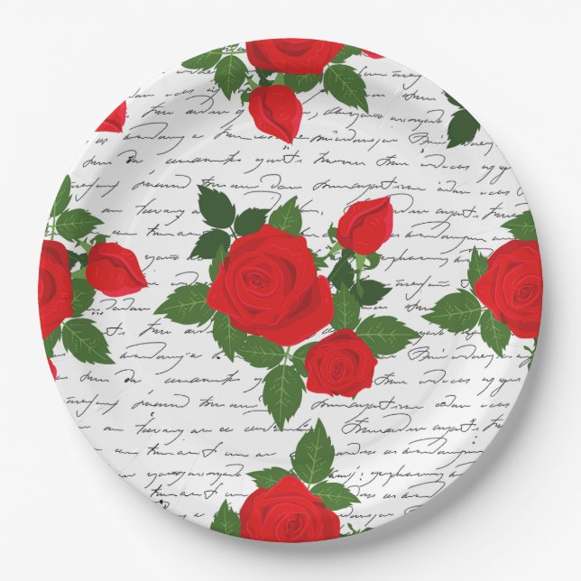 Plato De Papel valentine love letter red roses romantic (Anverso)