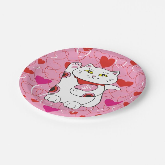 Plato De Papel Valentine Maneki Neko Lucky Cat (Angular)