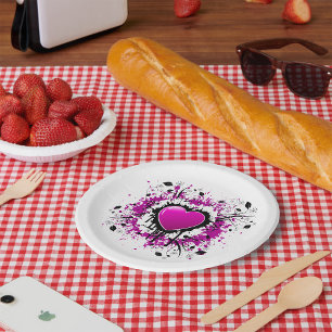 Plato De Papel Valentine Purple Heart