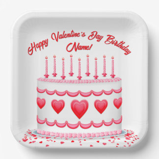 Plato De Papel Valentine's Day Birthday Cake Customizable Candles