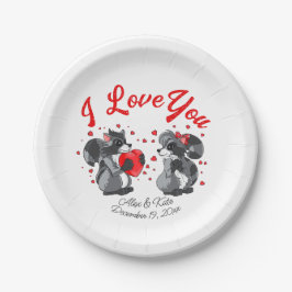 Plato De Papel Valentines Raccoon