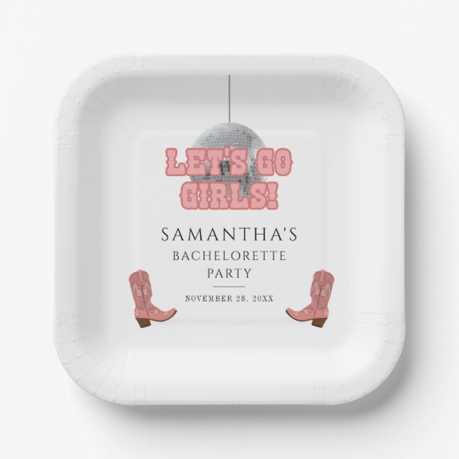 Plato De Papel Vámonos Chicas Disco Vaquera Despedida de Soltera (Anverso)