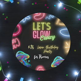 Plato De Papel Vamos a brillar loco neón fiesta láser de cumpleañ