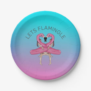 Plato De Papel Vamos a Flamingle Fiesta Flotador Ombre Rosa