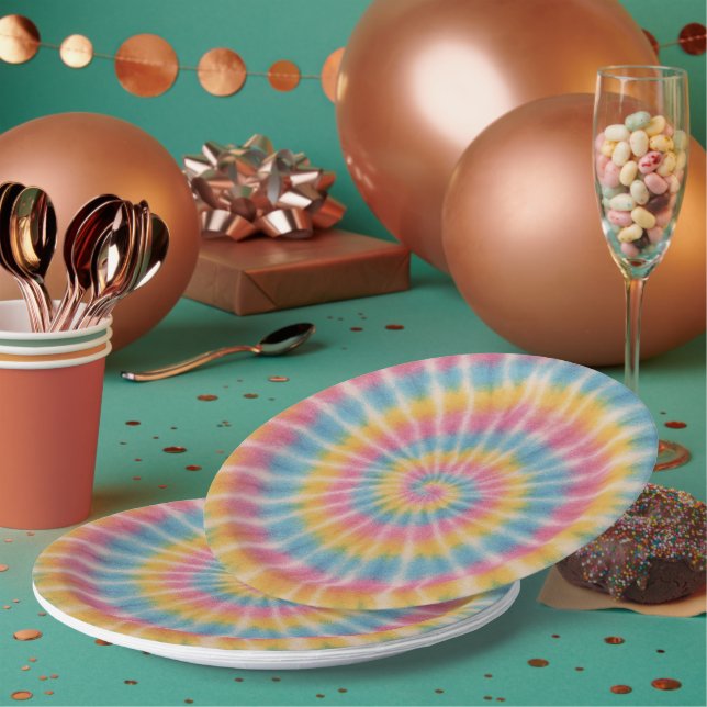 Plato De Papel Vamos a Groove Tie Dye Paper Plates (Multi)