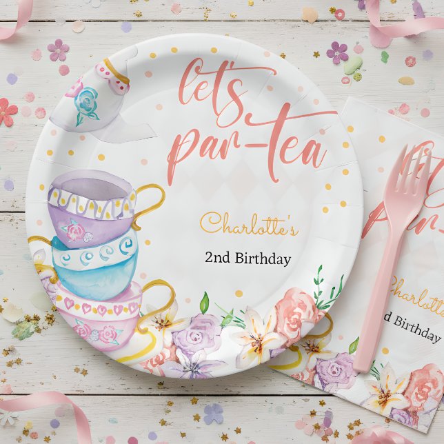 Plato De Papel Vamos a par-tea, cumpleaños del té (Subido por el creador)