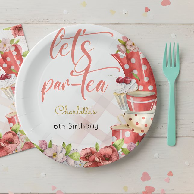 Plato De Papel Vamos a par-tea, cumpleaños florido de té (Subido por el creador)
