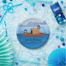 Plato De Papel Vamos a pescar - tarjeta de personalizado de pingü