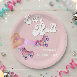 Plato De Papel Vamos a rodar fiesta de cumpleaños de patinaje sob