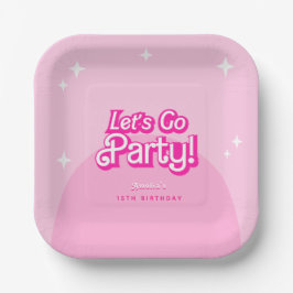 Plato De Papel Vamos bebé vamos Fiesta pink Birthday