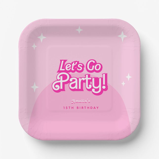 Plato De Papel Vamos bebé vamos Fiesta pink Birthday (Anverso)