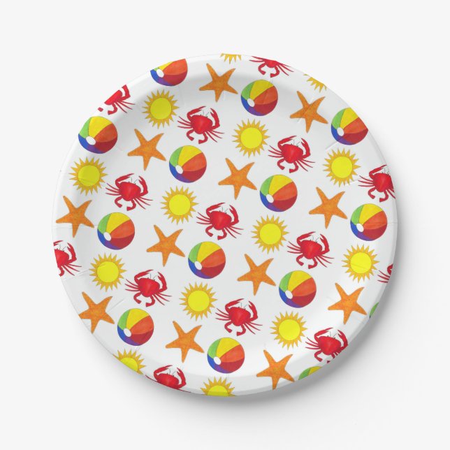 Plato De Papel ¡Vamos Fiesta! Cangrejo de playa Starfish Beachbal (Anverso)