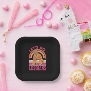 Plato De Papel Vamos lesbianas Mes del Orgullo LGBTQ Vaquera