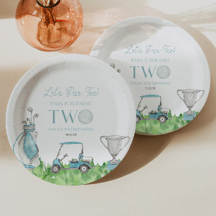 Plato De Papel Vamos Par-Tee Blue Golf Segundo Fiesta de Cumpleañ