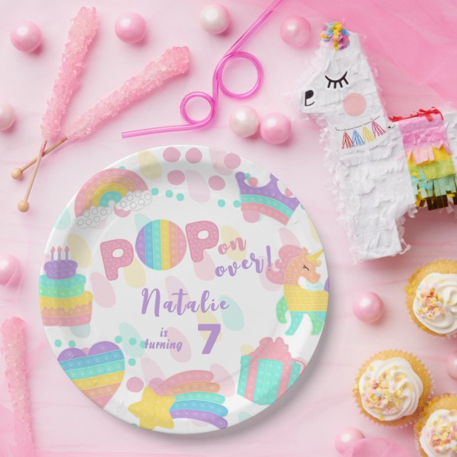 Plato De Papel ¡Vamos! Pastel pop it cumpleaños kid (Fiesta)