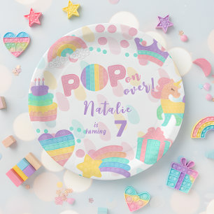 Plato De Papel ¡Vamos! Pastel pop it cumpleaños kid