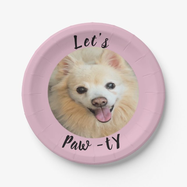 Plato De Papel ¡Vamos Paw-ty! Perro personalizado (Anverso)
