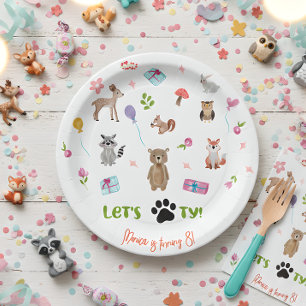 Plato De Papel ¡Vamos pawty! cumpleaños de animales salvajes