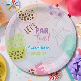 Plato De Papel Vamos por el cumpleaños del té bobba