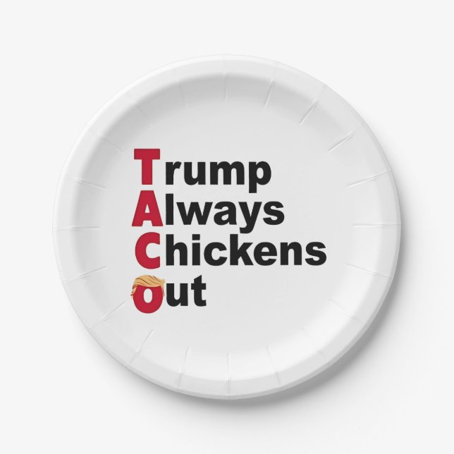 Plato De Papel Vamos TACO Trump siempre se ríe (Anverso)