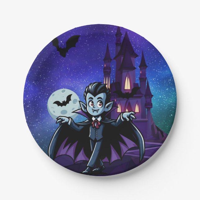 Plato De Papel Vampión de Halloween, caprichoso (Anverso)