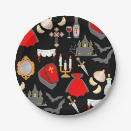 Plato De Papel vampiro gótico de halloween ajo agua bendita colmi