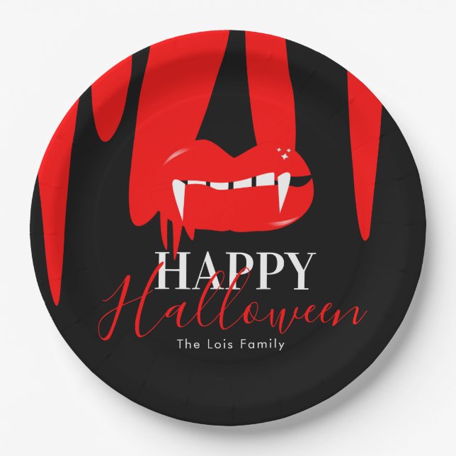 Plato De Papel Vampiro Levantamiento de sangre fiesta de cumpleañ (Anverso)