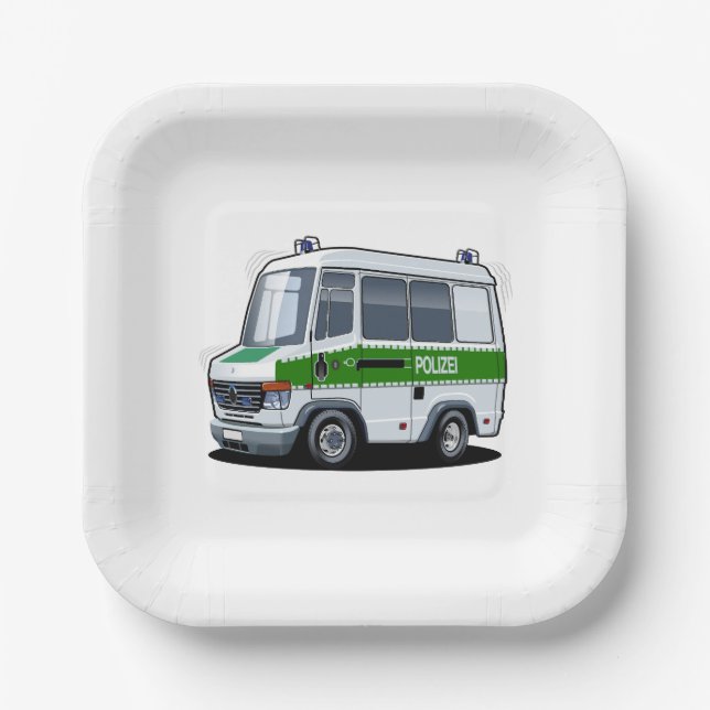 Plato De Papel Van de la policía personalizado (Anverso)