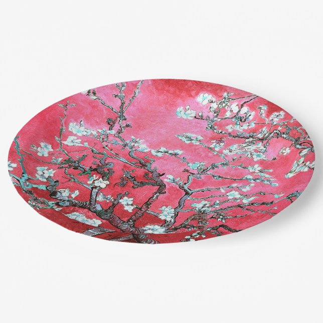 Plato De Papel Van Gogh Almond Blossoms azul rojo (Angular)