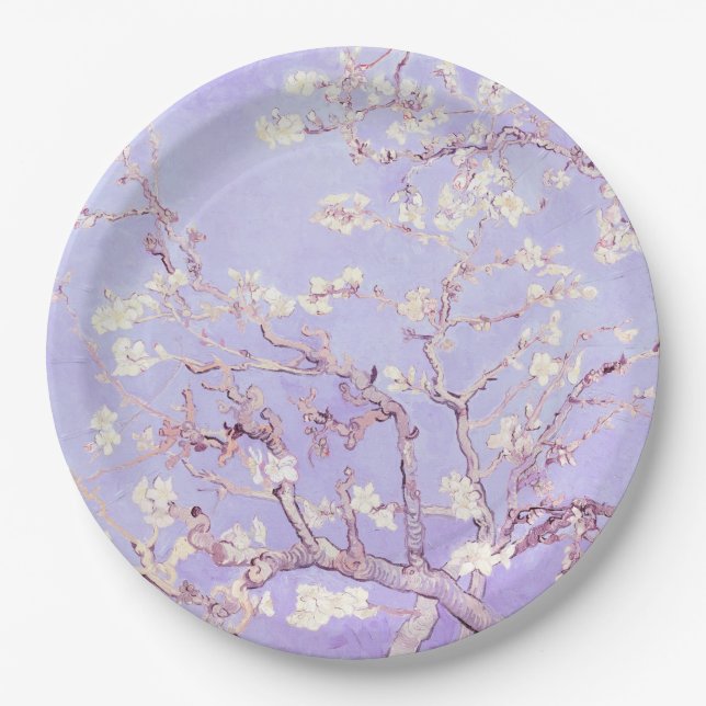 Plato De Papel Van Gogh Almond Blossoms Lavender (Anverso)