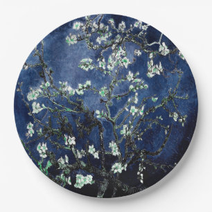 Plato De Papel Van Gogh Almond Blossoms Midnight Blue
