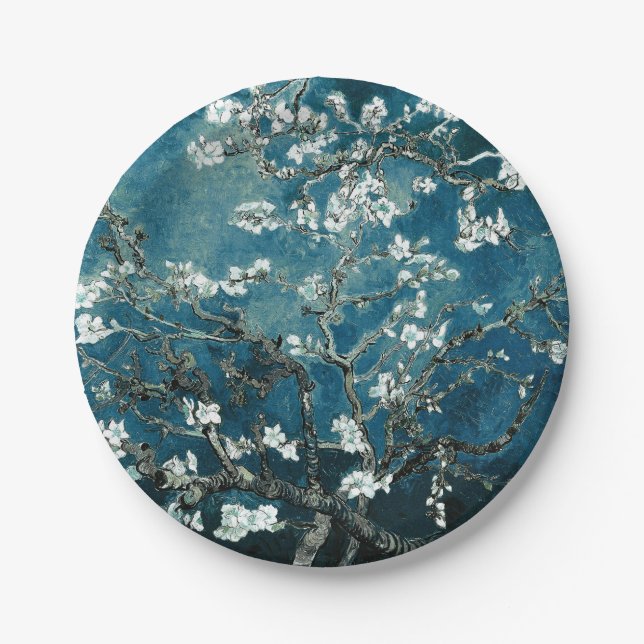 Plato De Papel Van Gogh Almond Blossoms : Verde azulado oscuro (Anverso)