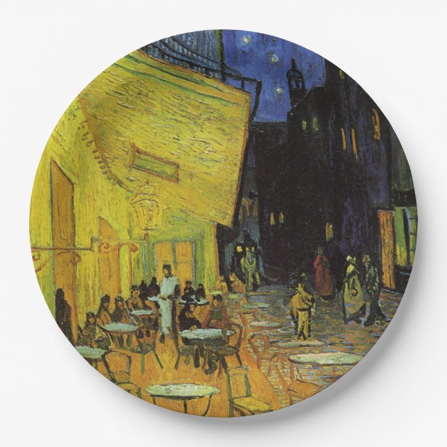 Plato De Papel Van Gogh; Cafe Terrace de noche (Anverso)