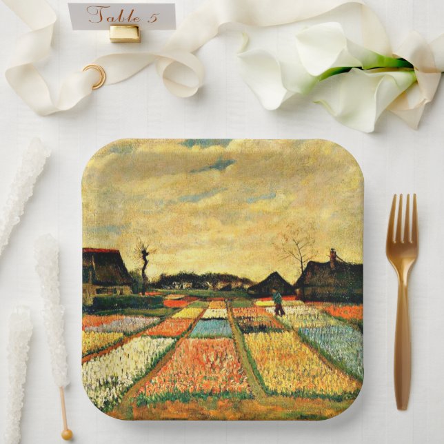 Plato De Papel Van Gogh - Camas de flores en Holanda (Boda)