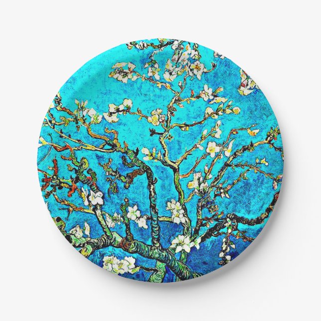 Plato De Papel Van Gogh - Flores de almendra (Anverso)