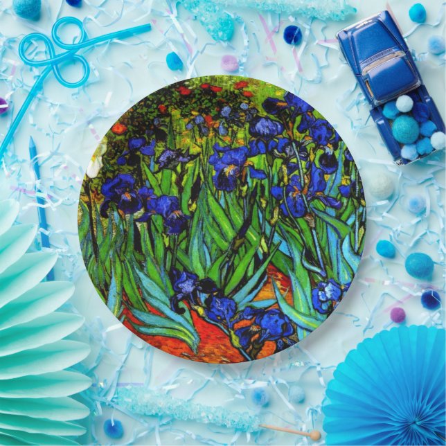 Plato De Papel Van Gogh - Irises, (Fiesta)