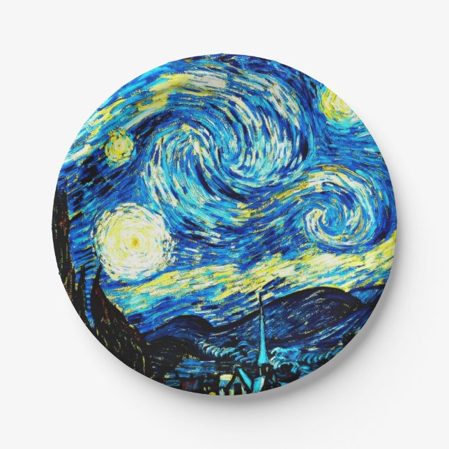 Plato De Papel Van Gogh - Noche Starry (Anverso)
