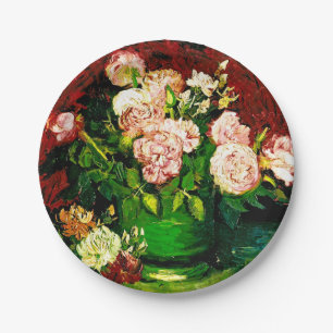 Plato De Papel Van Gogh Peonies y Rosas