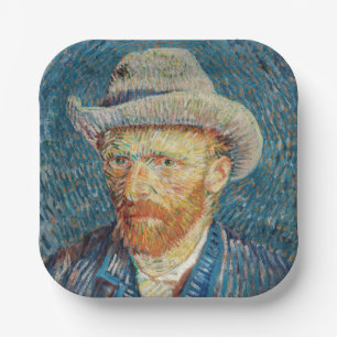 Plato De Papel Van Gogh - Retrato propio con un Gorra de Grey Fel