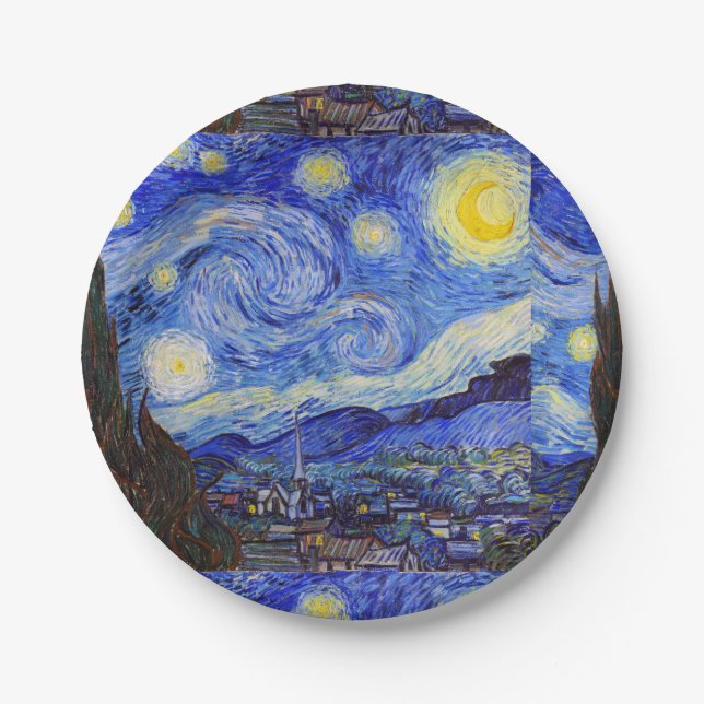 Plato De Papel Van Gogh , “Starry Night” (Anverso)
