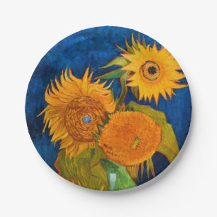 Plato De Papel Van Gogh Sunflowers