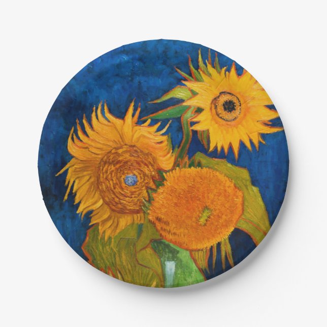 Plato De Papel Van Gogh Sunflowers (Anverso)