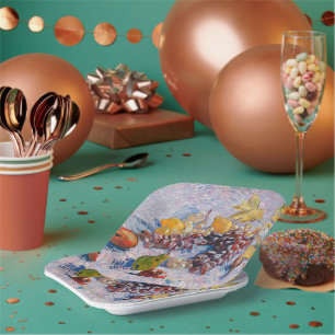 Plato De Papel Van Gogh - Uvas, Lemones, Peras y Manzanas,